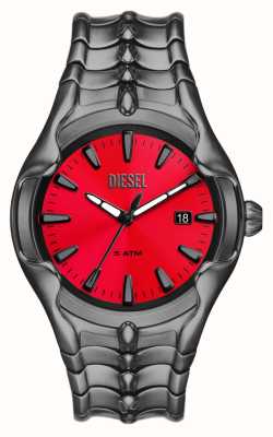 Diesel Men's Vert (44mm) Red Dial / Gunmetal Stainless Steel Bracelet DZ2199
