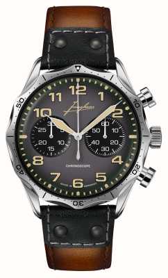 Junghans Pilot Chronoscope (43.3mm) Dark Grey Dial / Black and Brown Leather Strap 27/3493.00