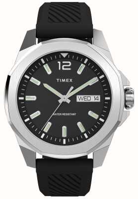 Timex Essex Ave Day-Date (46mm) Black Dial / Black Rubber Strap TW2W42900