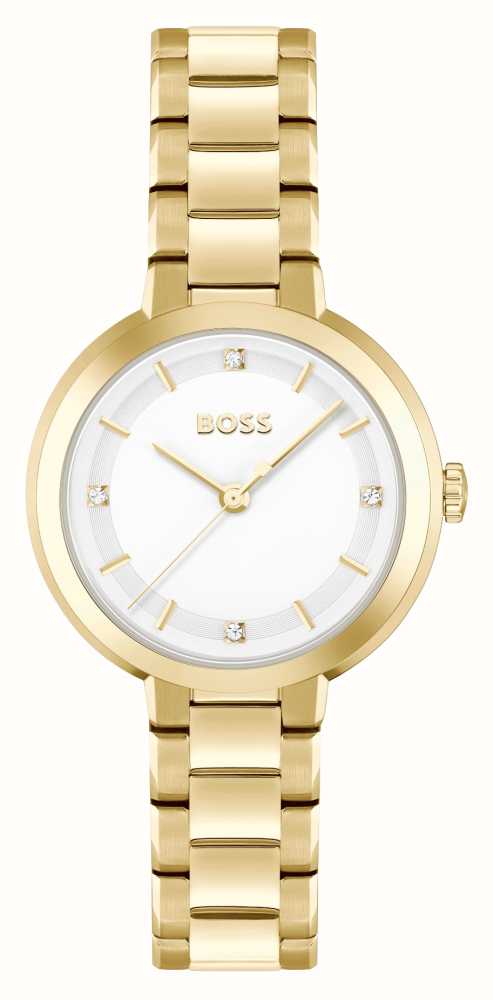 BOSS Women's Sena (34mm) White Dial / Gold-Tone Stainless Steel