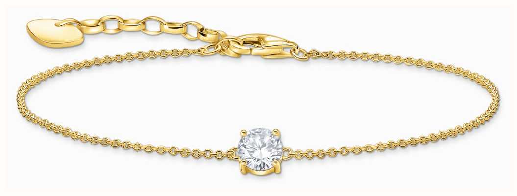 Thomas Sabo White Zirconia Solitaire Gold-Plated Sterling Silver Bracelet 19cm A2156-414-14-L19V