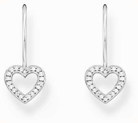 Thomas Sabo White Zirconia-Set Heart-Shaped Sterling Silver Drop Earrings H2292-051-14