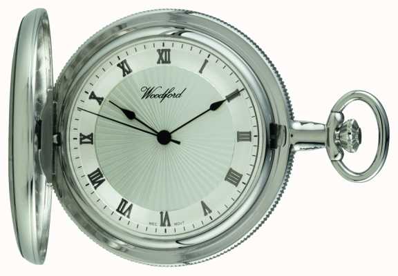 Woodford Chrome Silver Dial Full Hunter Mechanical Pocket Watch 1054