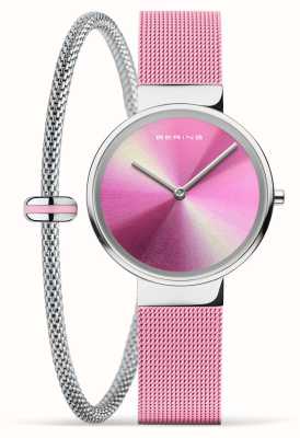 Bering Women's Classic Gift Set (31mm) Pink Dial / Pink Steel Mesh Bracelet 19031-999-GWP