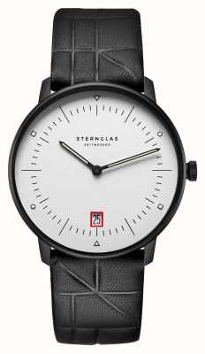 STERNGLAS Naos Edition Bauhaus III (38mm) White Dial / Black Edition Bauhaus Leather Strap S01-NAB15-EB09