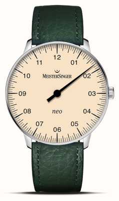 MeisterSinger Neo Sapphire (36mm) Ivory Dial / Pine Green Leather Strap NES903-SB117