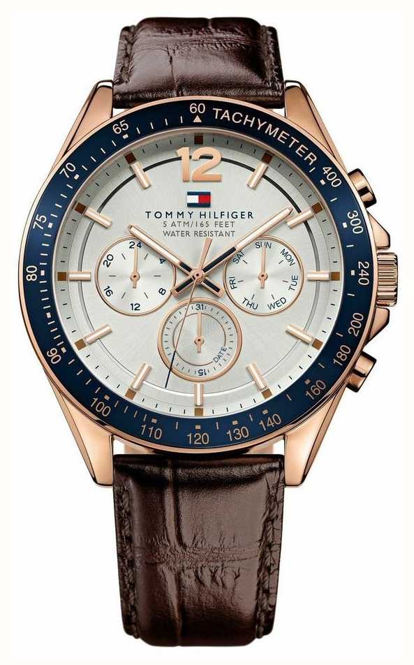 tommy hilfiger watch white leather strap
