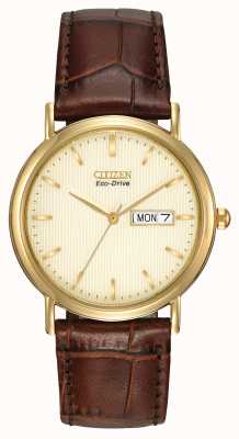Citizen Men's Brown Strap Champagne dial watch BM8242-08P