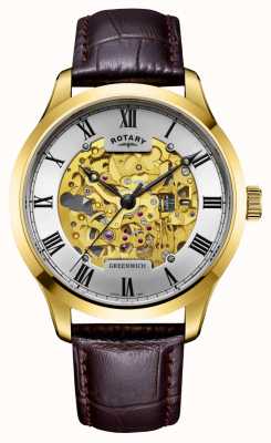 Rotary Men's Mécanique, Skeleton, Brown Leather GS02941/03