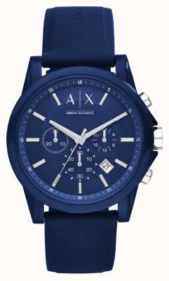 Armani Exchange Men's | Blue Chronograph Dial | Blue Silicone Strap AX1327