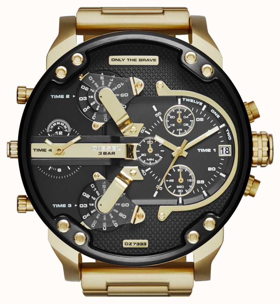 Diesel Men's Mr Daddy 2.0 Gold Toned Black Dial DZ7333 - First Class  Watches™ HKG