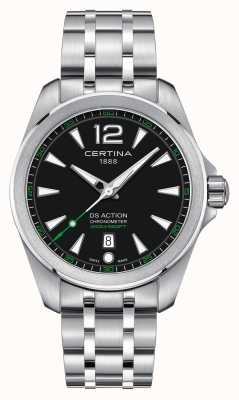 Certina Men's Ds Action Watch Quartz Stainless Steel Bracelet Black Dial C0328511105702