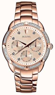 bulova rose gold watch with diamonds