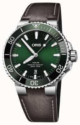 ORIS Aquis Date Automatic (43.5mm) Green Dial / Brown Leather Strap 01 733 7730 4157-07 5 24 10EB