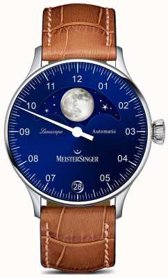 MeisterSinger Pangaea Lunascope Brown Strap Blue Dial LS908