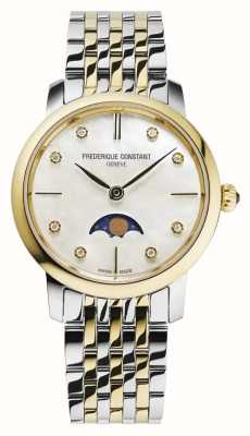 Frederique Constant Classics Slimline Ladies Moonphase (30mm) Mother-of-Pearl Dial / Two-Tone Stainless Steel FC-206MPWD1S3B