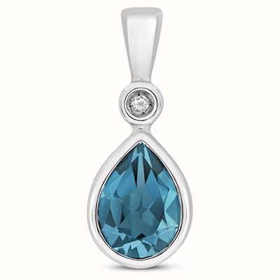 James Moore TH 9k White Gold Diamond London Blue Pendant Pd248wlb