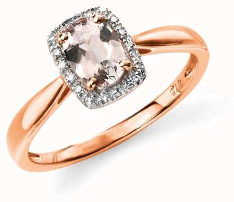 Elements Gold 9k Rose Gold Diamond Pink Morganite Ring Size EU 54 (UK N) GR517P 54