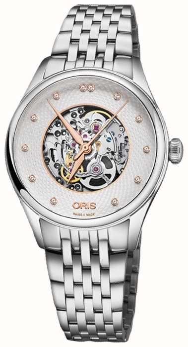 oris artelier automatic diamond silver skeleton