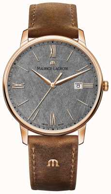 Maurice Lacroix Eliros Date Textured Dial Brown Leather Strap EL1118-PVP01-210-1