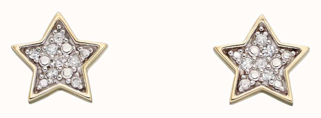 Elements Gold 9k Yellow Gold Diamond Star Stud Earrings GE2310