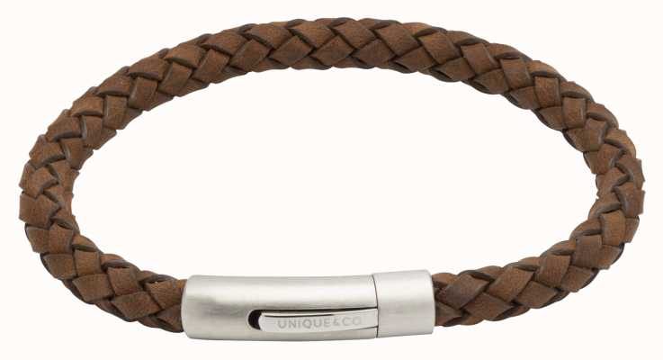 Unique & Co Dark Brown Leather |Steel Clasp | Bracelet B399DB/21CM