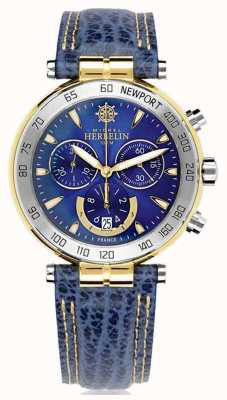 Herbelin Newport Originals Chronograph (40mm) Blue Dial / Blue Leather 37654/T35