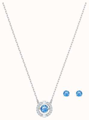 Swarovski Sparkling | Dancing Round Necklace Set | Stud Earrings |Blue 5480485