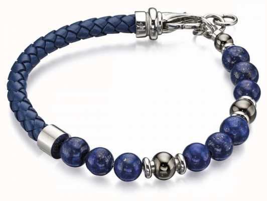 Fred Bennett Blue Lapis Bead Leather Blet Bracelet B4871
