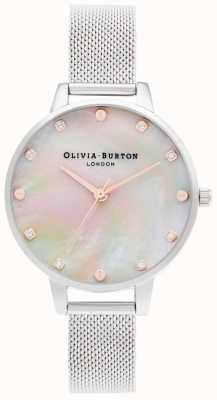 Olivia Burton | Demi MOP Dial With Screw Detail | Silver Mesh Bracelet | OB16SE07