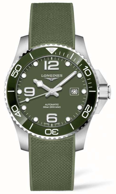 longines hydroconquest green rubber strap