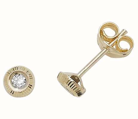 James Moore TH 9ct yellow gold CZ Dot Stud Earrings ES394