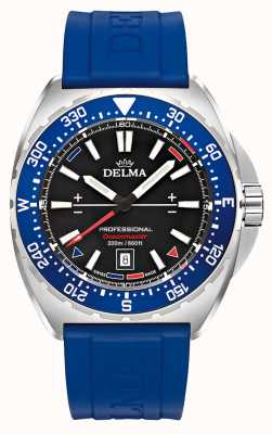 Delma Oceanmaster Quartz | Blue Rubber Strap | Black Dial 41501.676.6.048