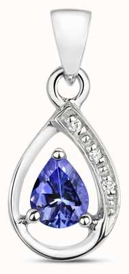James Moore TH 9ct White Gold Diamond & Tanzanite Pendant PD252WT