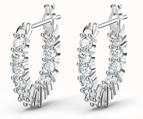 Swarovski Vittore Hoop Earrings Rhodium Plated White Crystals 5562126