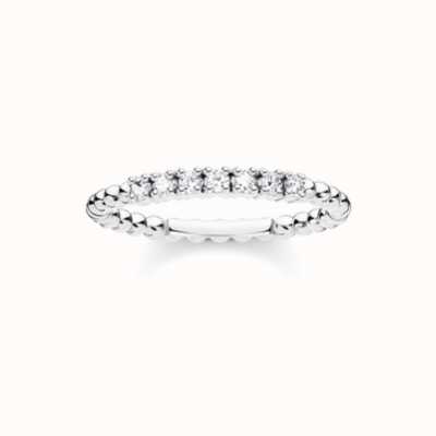 Thomas Sabo Sterling Silver White Stone Dot Ring EU 54 (UK N) TR2323-051-14-54