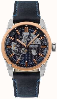 Ingersoll THE CARROLL Automatic Blue Skeleton Dial Blue Leather Strap I11602