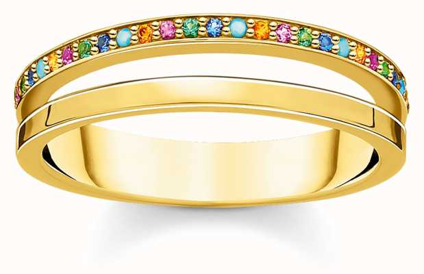 Thomas Sabo Gold Coulourful Stone Dot Ring | UK Size N (54) TR2316-488-7-54