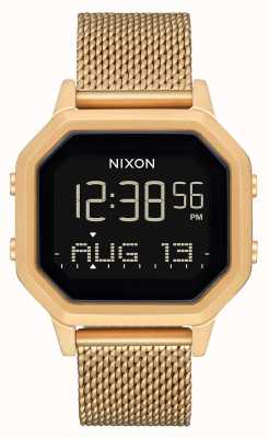 Nixon Siren Milanese | All Gold | Digital | Gold IP Steel Mesh Bracelet A1272-502-00