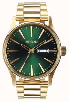 Nixon Sentry SS | Gold / Green Sunray | Gold IP Steel Bracelet | Green Dial A356-1919-00