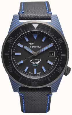 Squale Carbon Style | Black/Blue Dial | Black Microfiber Strap - Blue Stitching T183BL-CINT183BL