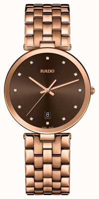 RADO Florence Diamonds Quartz Rose Gold PVD Plated Brown Dial R48893743
