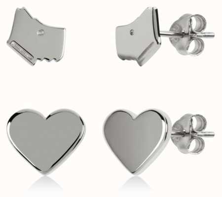 Radley Jewellery Love Heart | Silver-toned Dog Head & Heart Stud Earrings Set RYJ1165S-CARD