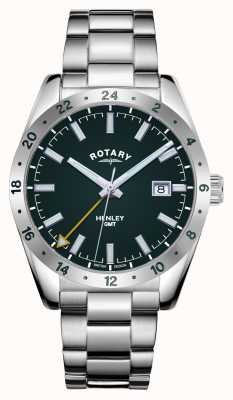 Rotary Men's | Henley | GMT | Green Dial | Stainless Steel Bracelet GB05176/24