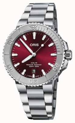 ORIS Aquis Date Relief Cherry Edition Automatic (41.5mm) Cherry Red Dial / Stainless Steel Bracelet 01 733 7766 4158-07 8 22 05 PEB