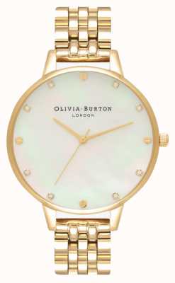 Olivia Burton Big Dial White MOP Gold Bracelet Thin Case OB16SE13