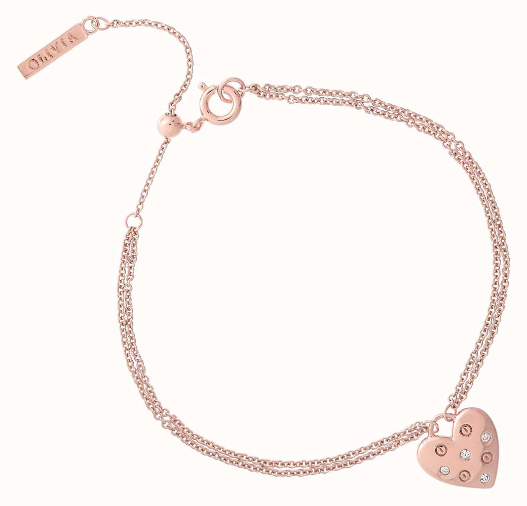 Olivia Burton Women's Crystal Interlink Chain Bracelet in Rose Gold Plated  Sterling Silver | QP Jewellers
