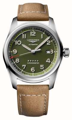 LONGINES Spirit Green Dial Leather Strap L38114032