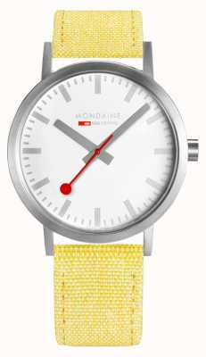 Mondaine Classic Large Silver Case 40mm Yellow Strap A660.30360.17SBE