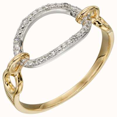 Elements Gold 9ct Yellow gold Diamond Open Oval Loop Ring GR584